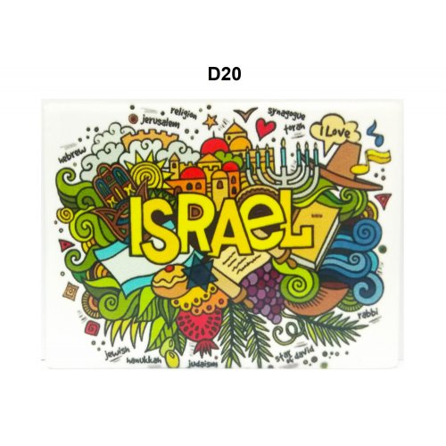 Ceramic Magnet - Colorful Judaica Motifs in Israel