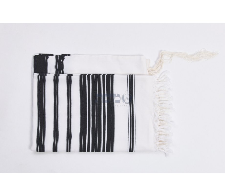 Chabad Traditional Wool Tallit Non Slip Prayer Shawl with Thin Handmade Tzitzit