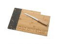 Challah Board, Engraved Bamboo Wood with Black Marble Stripe and Knife in Slot