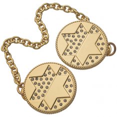 Circular Tallit Prayer Shawl Clips, Gold Color - Decorative Star of David