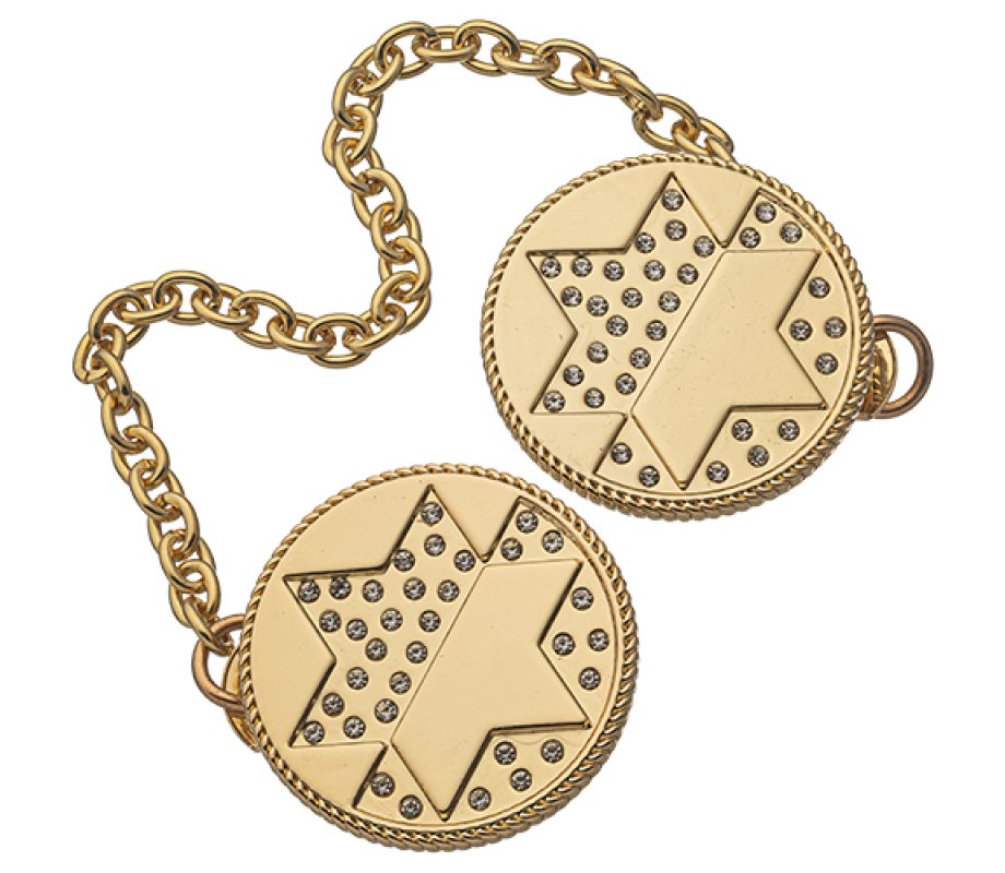 Circular Tallit Prayer Shawl Clips, Gold Color - Decorative Star of David