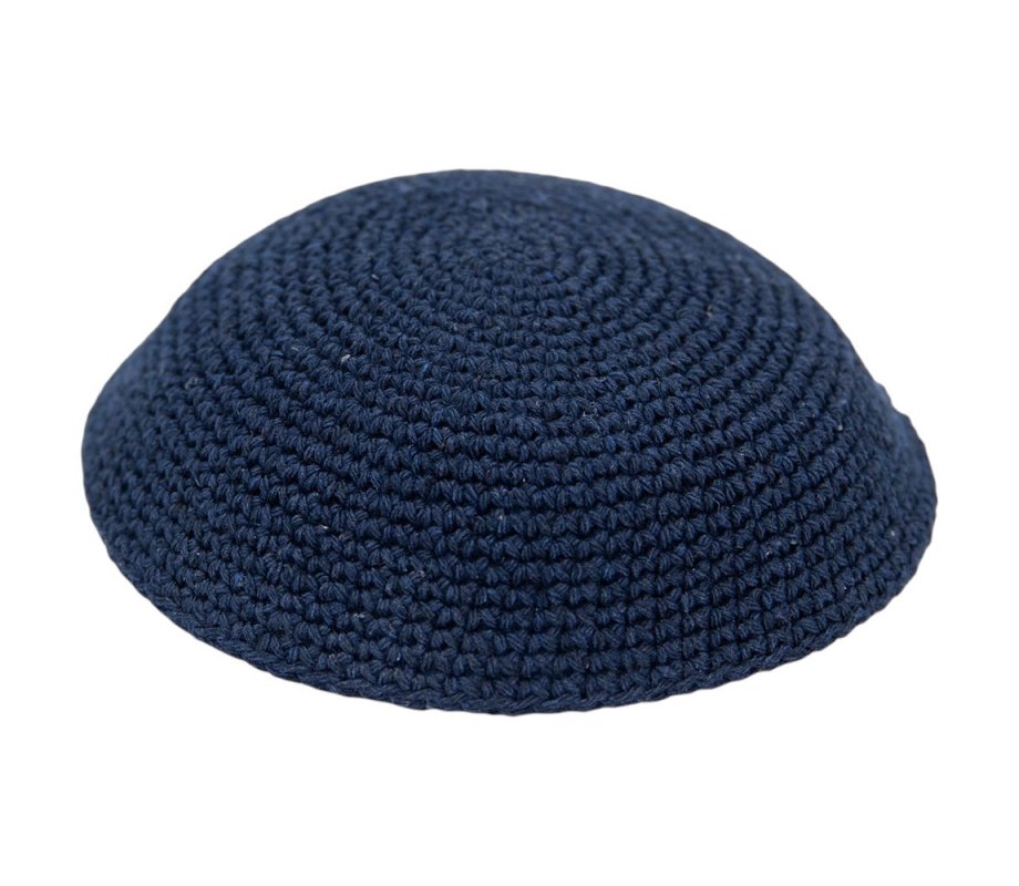 Classic Blue Knitted Kippah - Available in 2 sizes