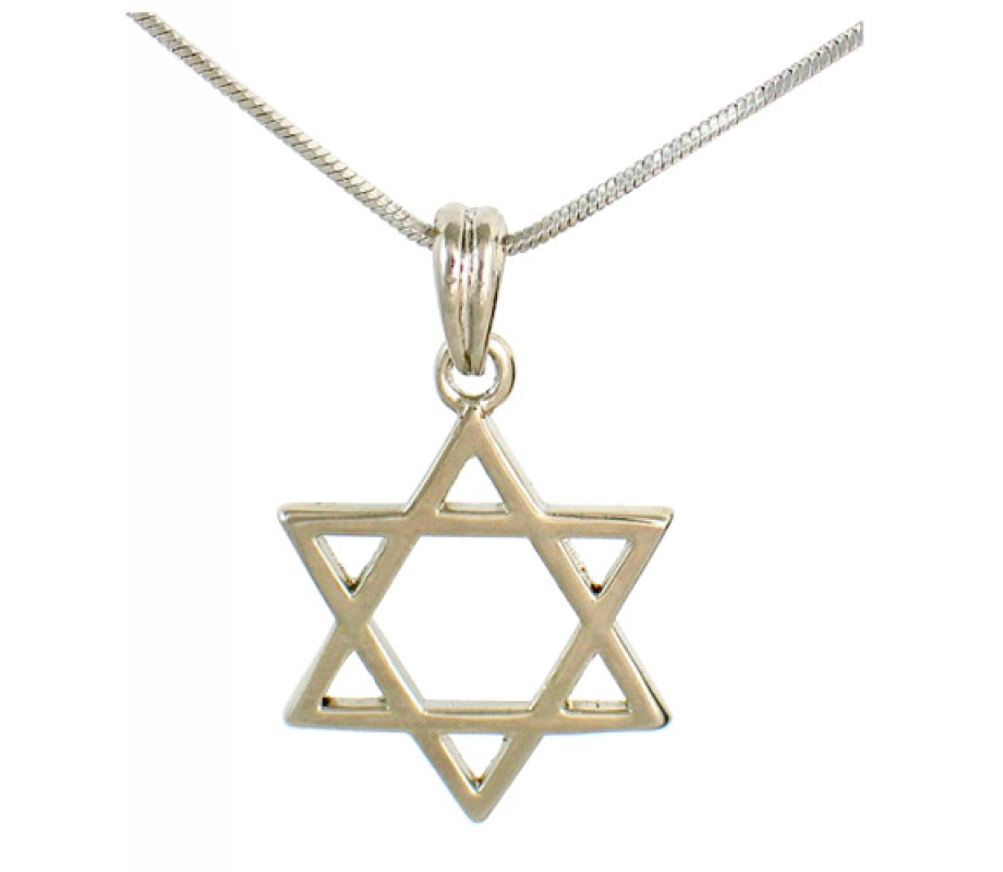 Classic Rhodium Silver Necklace with Magen David pendant
