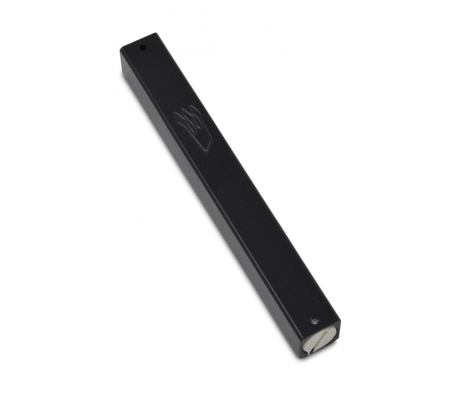 Classic Weather Proof Aluminum Mezuzah Case with Shin Decoration - Black