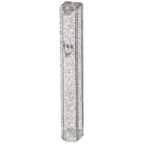 Clear Plastic Mezuzah Case, Dark Silver Speckles  Option: for 10 or 12 cm Scroll