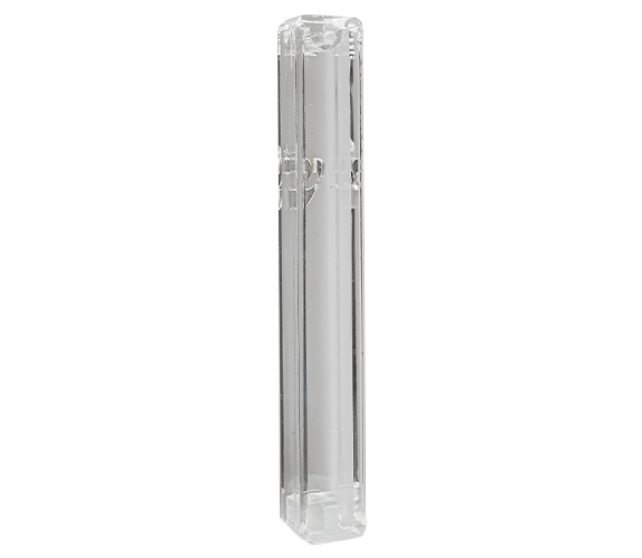 Clear Plastic Mezuzah Case, Dark Silver Speckles – Option: for 10 or 12 cm Scroll