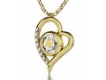 Clear Shema Star of David Heart Pendant By Nano Gold - Gold Plate