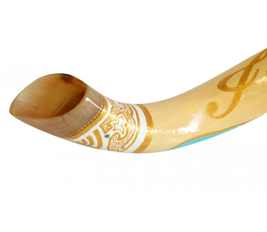 Collectors Hand Painted Yemenite Shofar - Jerusalem