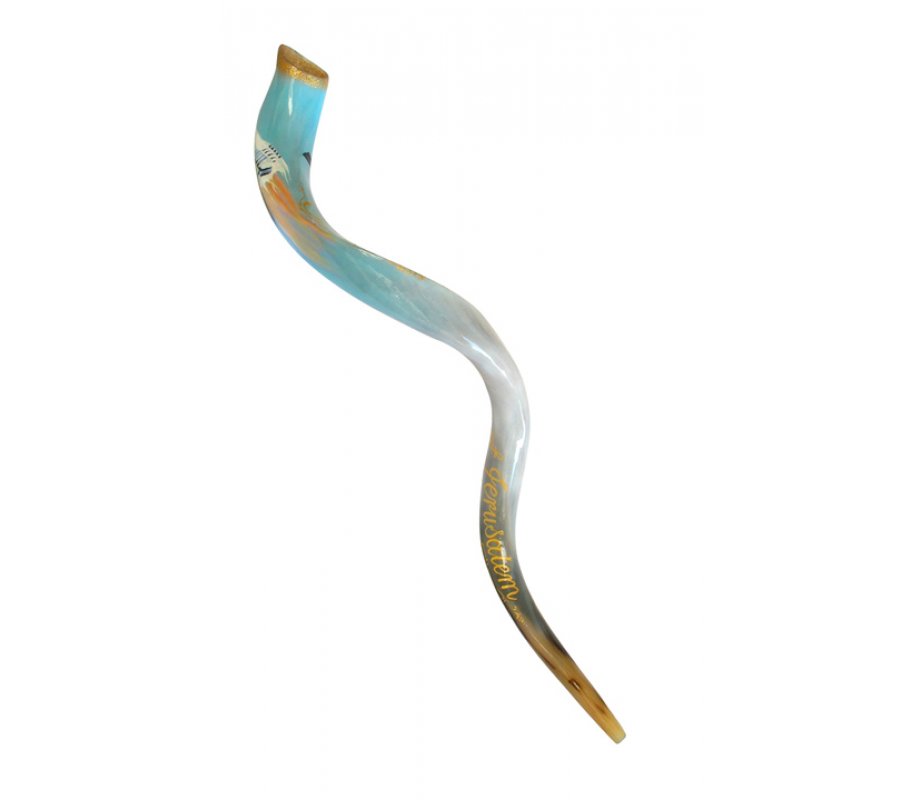 Collectors Hand Painted Yemenite Shofar - Jerusalem Prayer