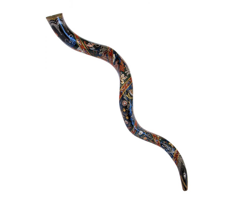 Collectors Hand Painted Yemenite Shofar - Oriental