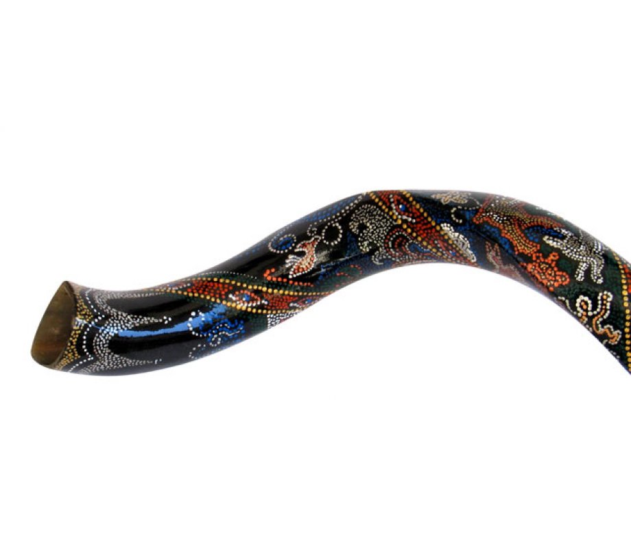 Collectors Hand Painted Yemenite Shofar - Oriental