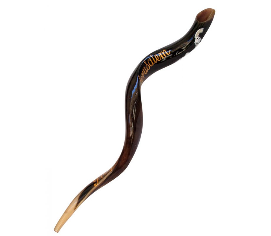 Collectors Hand Painted Yemenite Shofar - Peace of Jerusalem