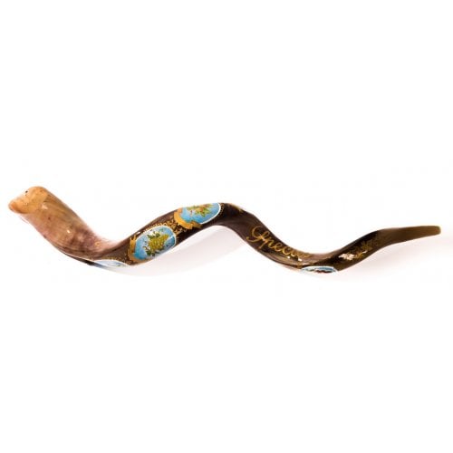 Collectors Hand Painted Yemenite Shofar - Seven Species