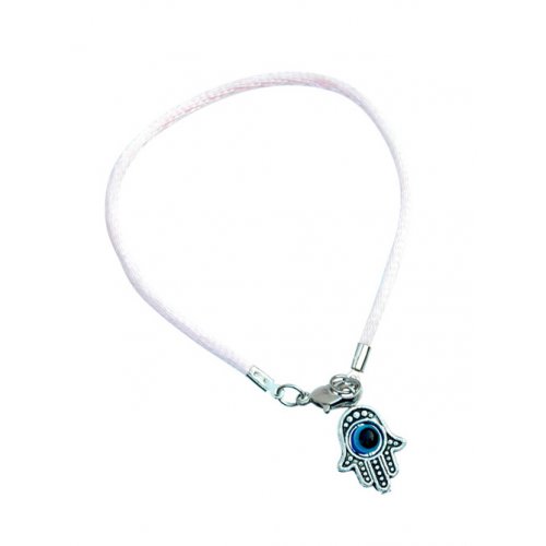 Colored Cord Kabbalah Bracelet - Hamsa Charm with Revolving Eye