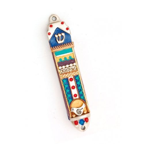 Colorful Dove of Peace Mezuzah Case by Ester Shahaf