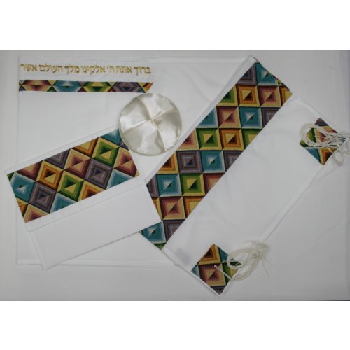 Colorful Geometric Tallit Set By Ronit Gur