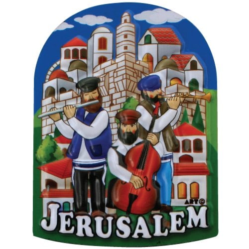 Colorful Plastic Magnet - Lively Klezmer Musicians on Jerusalem Images