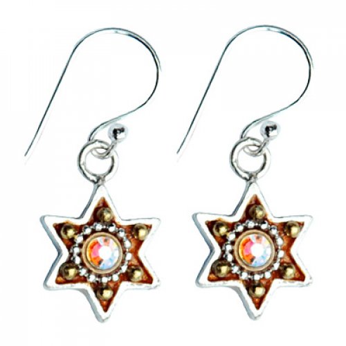 Colorful Silver Star of David Earrings by Ester Shahaf