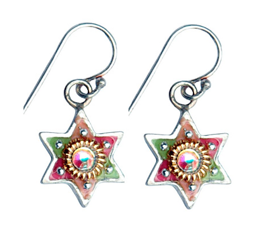 Colorful Star of David Earrings by Ester Shahaf