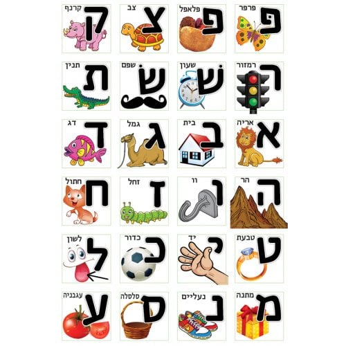 Colorful Stickers for Children - Alef Bet and Pictures for each letter