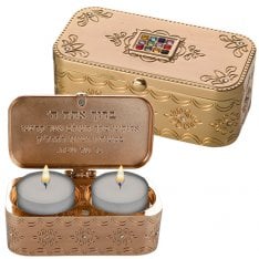 Compact Travel Candlesticks in Box, Gold Color  Choshen Breastplate Design
