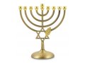 Copper Color Chanukah Menorah, Star of David and Leaf Design - 7 Inches