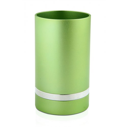 Dabbah Judaica Anodized Aluminum Silver Line Kiddush Cup - Green