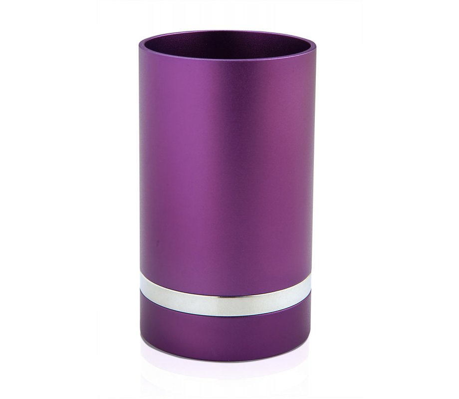 Dabbah Judaica Anodized Aluminum Silver Line Kiddush Cup - Purple