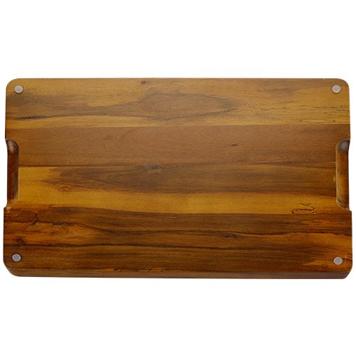 Dark Brown Wood Challah Board with White Marble Plaque - Comes with Knife