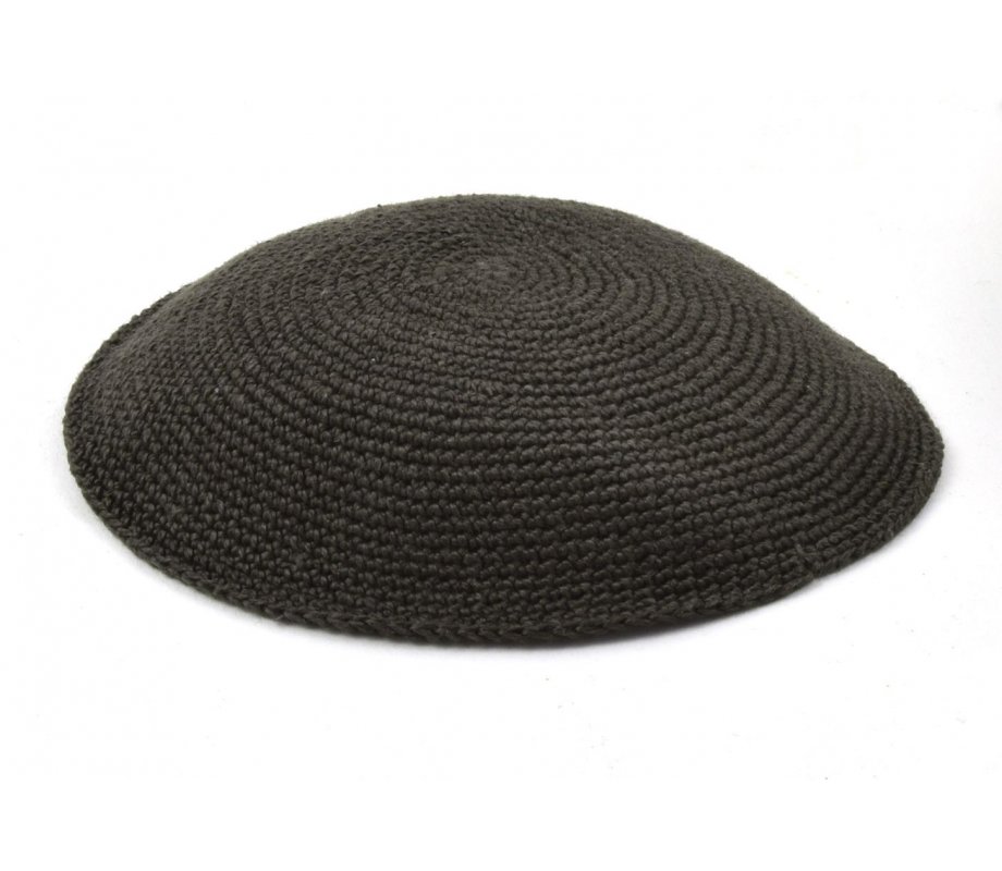 Dark Wood Color Hand Knitted Cotton Kippah Premium Quality DMC