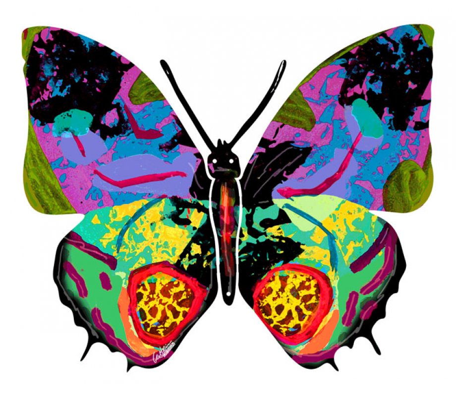 David Gerstein Double Sided Steel Wall Sculpture - Hadar Butterfly