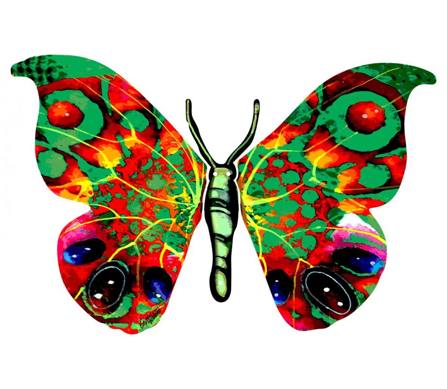 David Gerstein Double Sided Steel Wall Sculpture - Yafa Butterfly