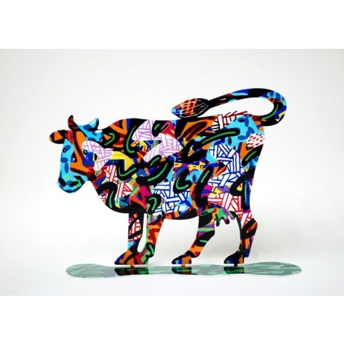 David Gerstein Free Standing Double Sided Steel Sculpture - Shalva Cow