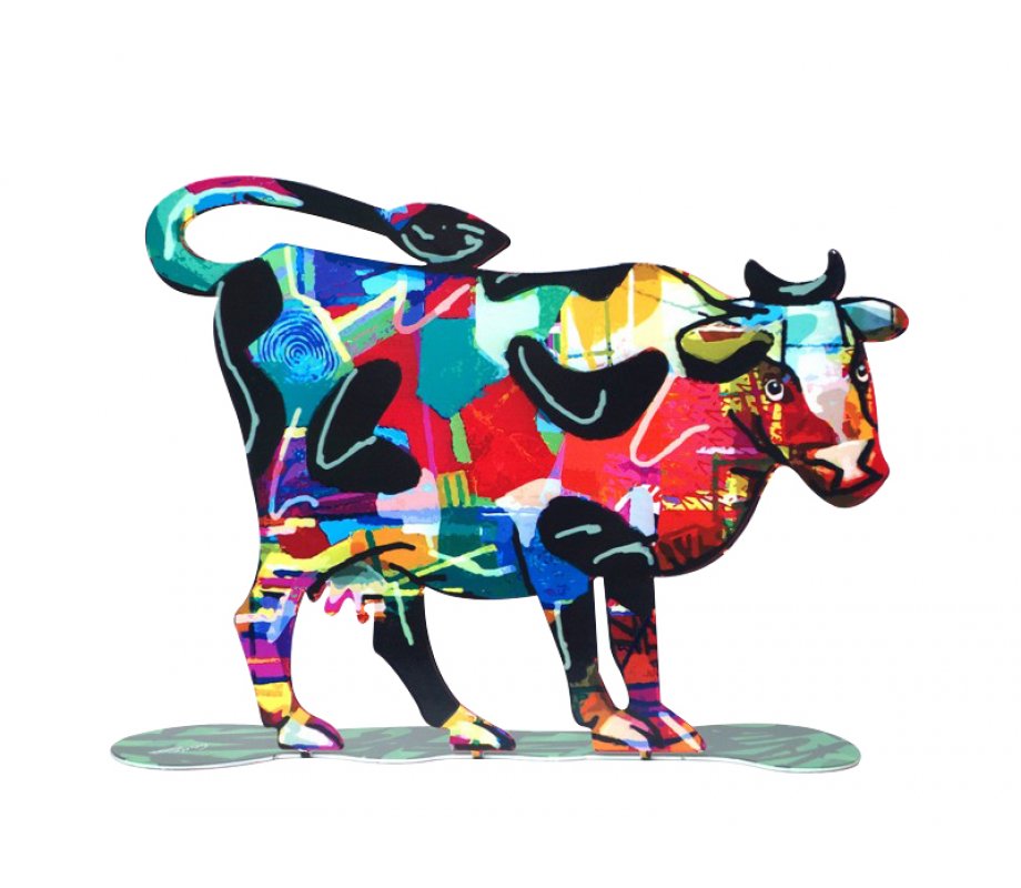 David Gerstein Free Standing Double Sided Steel Sculpture - Shalva Cow