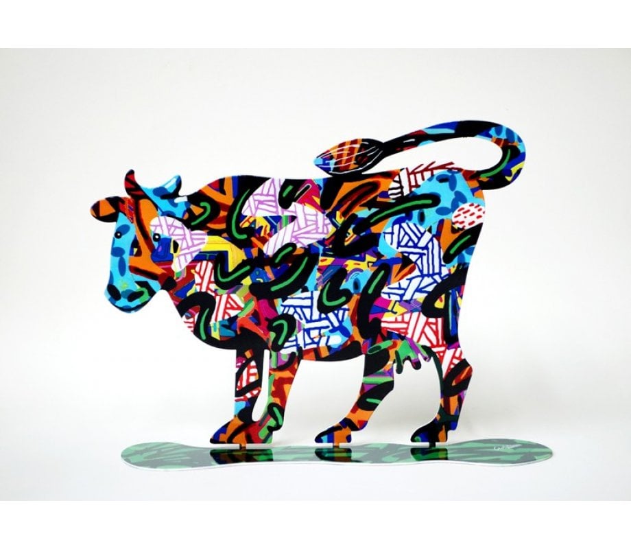 David Gerstein Free Standing Double Sided Steel Sculpture - Shalva Cow