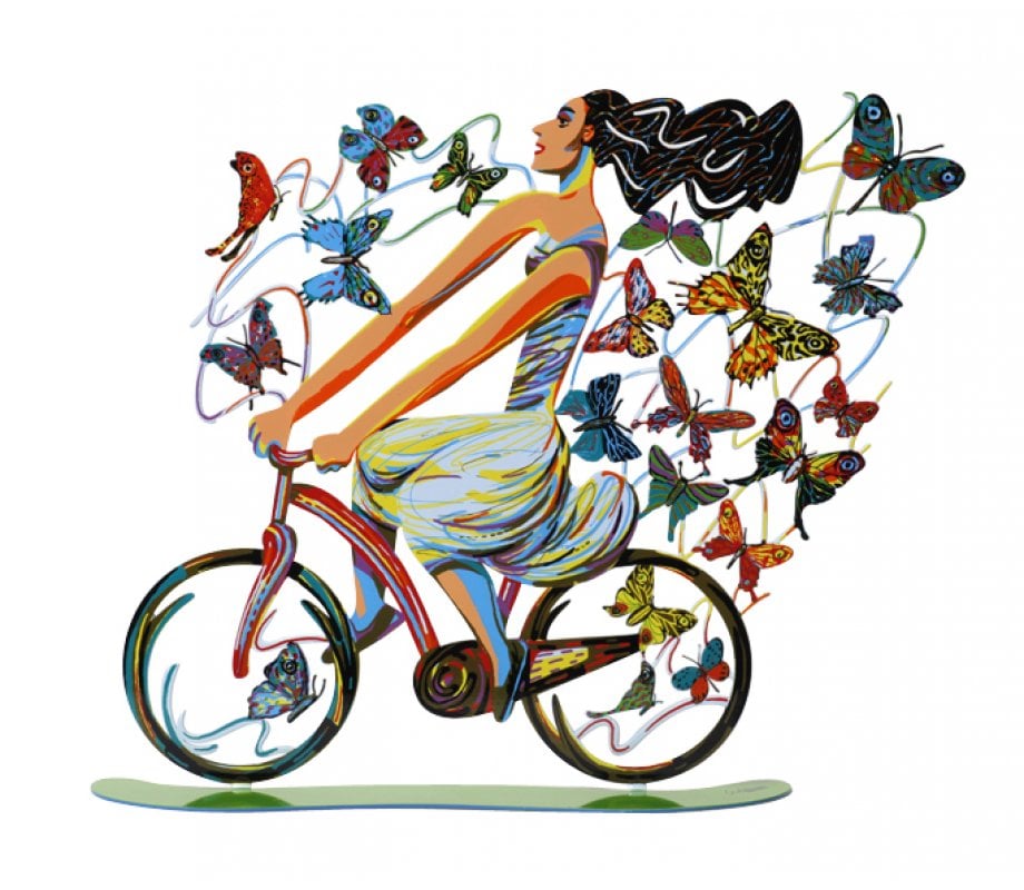 David Gerstein Free Standing Double Sided Bicycle Sculpture - Rider in Euphoria