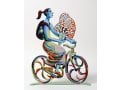 David Gerstein Free Standing Double Sided Bicycle Sculpture - Rider with Flowers