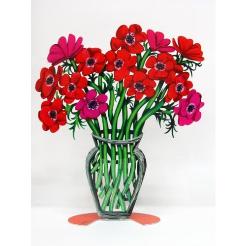 David Gerstein Free Standing Double Sided Flower Vase Sculpture - Poppies Large
