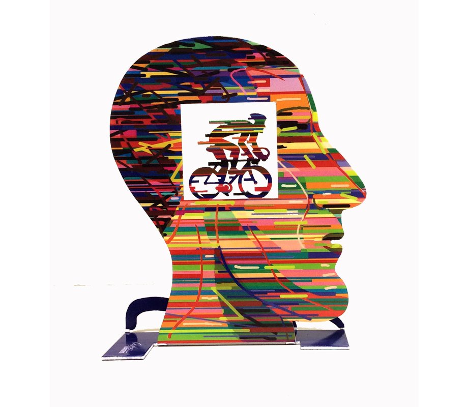 David Gerstein Free Standing Double Sided Head Sculpture - Cyclist
