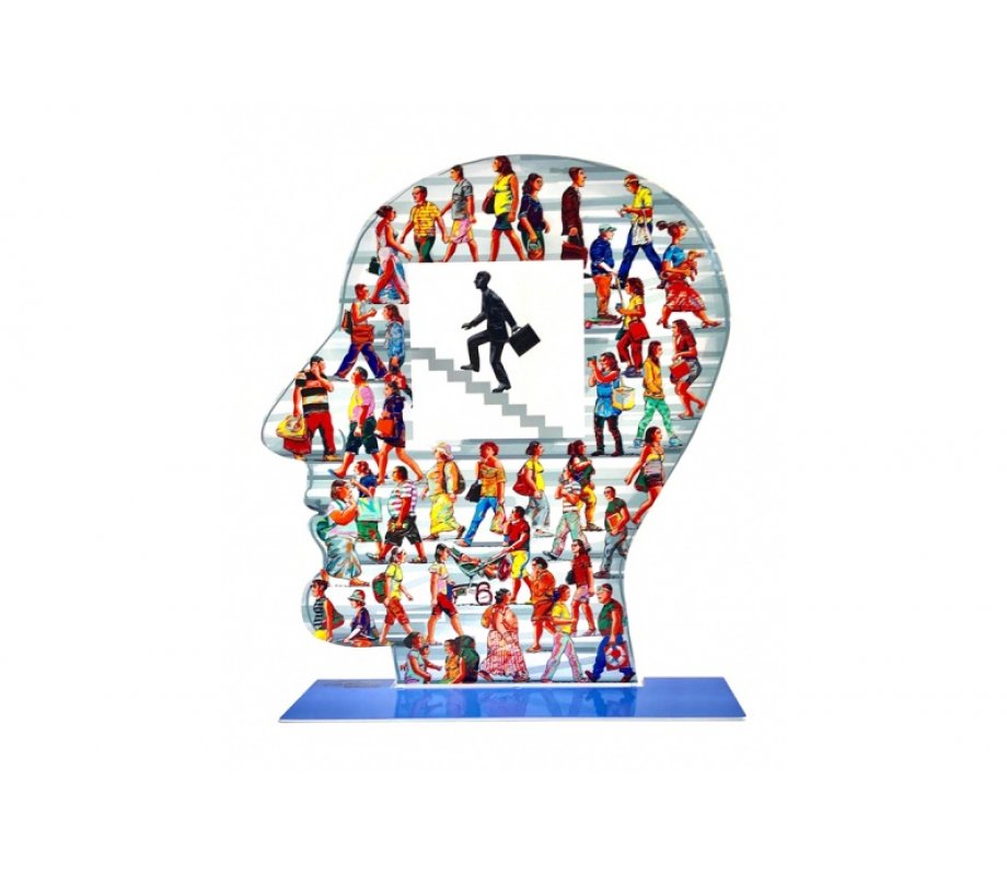 David Gerstein Free Standing Double Sided Head Sculpture - Up and Beyond