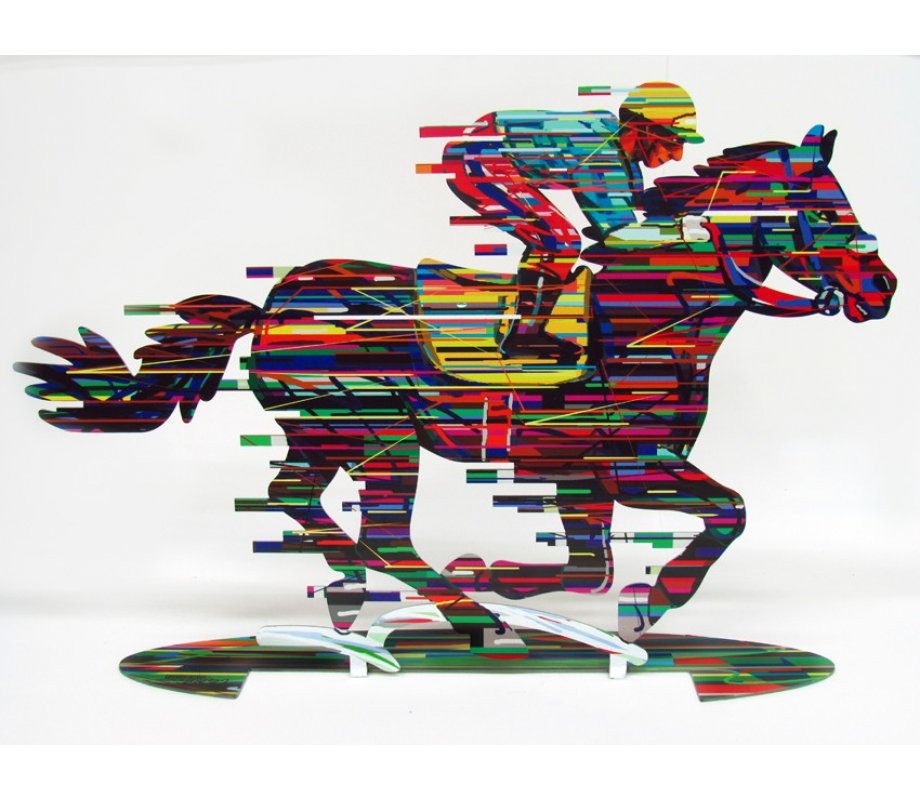 David Gerstein Free Standing Double Sided Horse and Rider Sculpture - Jockey