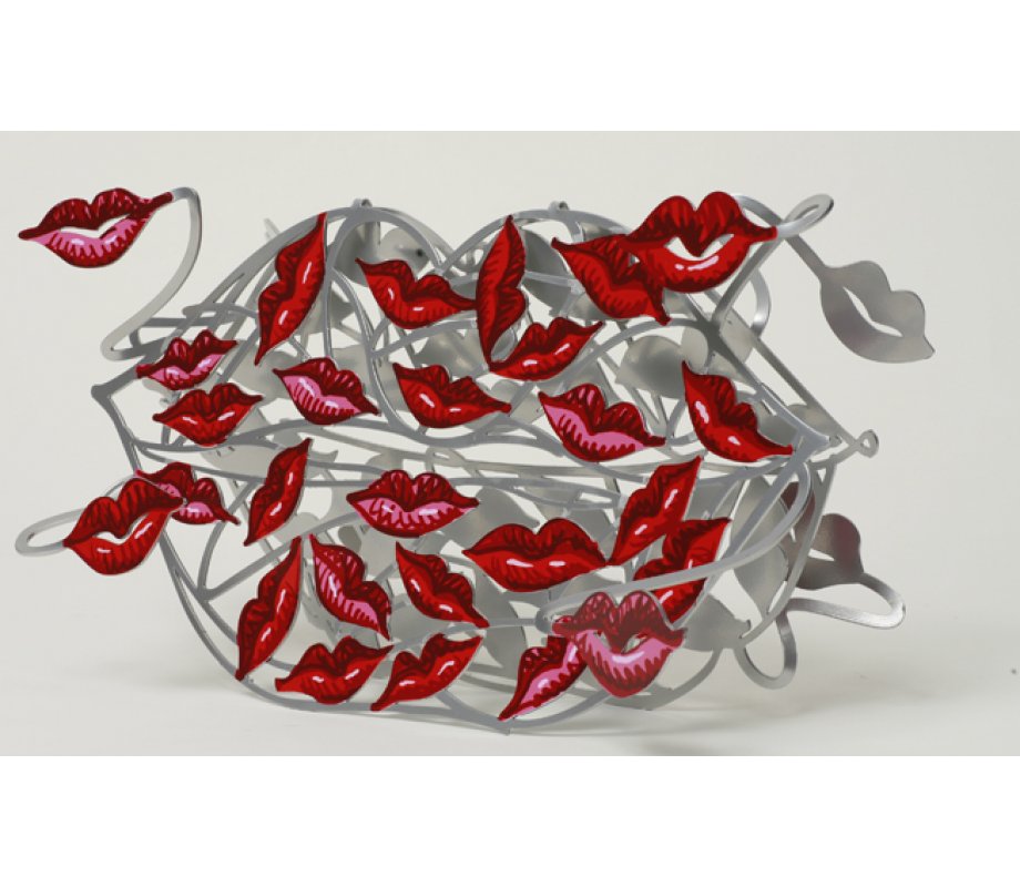David Gerstein Free Standing Double Sided Lips Sculpture - One Hundred Kisses