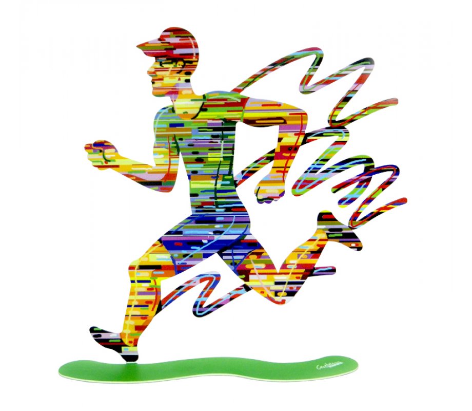 David Gerstein Free Standing Double Sided Runner Sculpture - Jogger Man