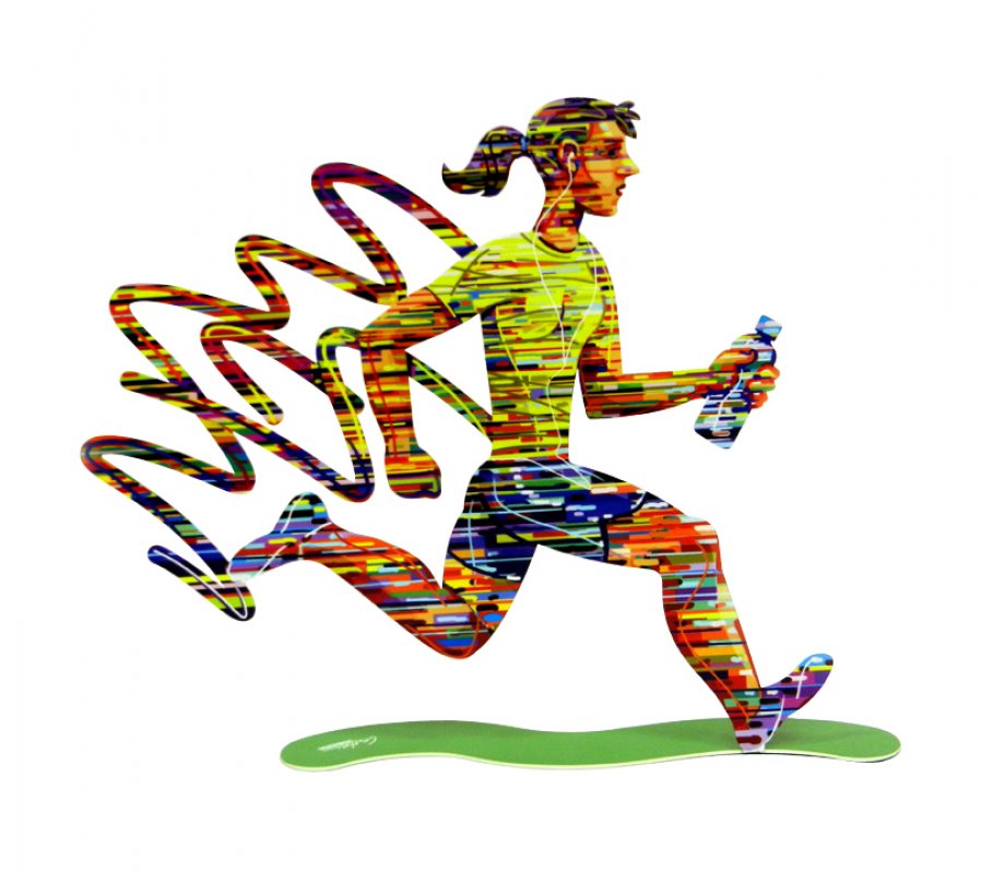 David Gerstein Free Standing Double Sided Runner Sculpture - Jogger Woman