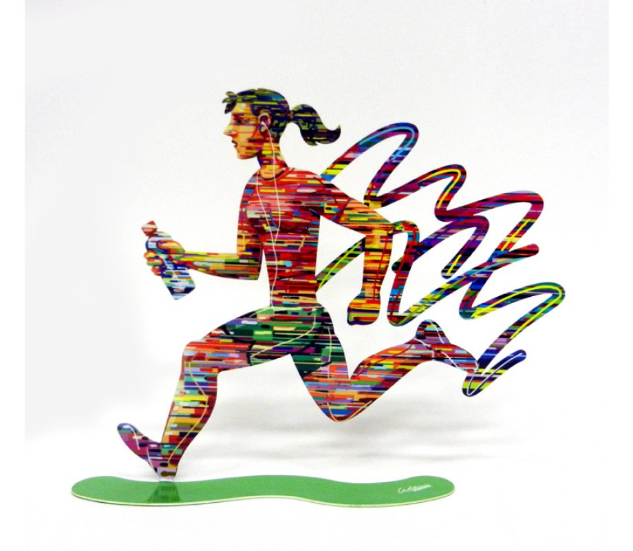 David Gerstein Free Standing Double Sided Runner Sculpture - Jogger Woman