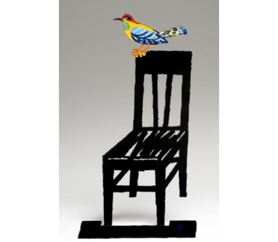 David Gerstein Free Standing Double Sided Sculpture - Bird Perched on Chair