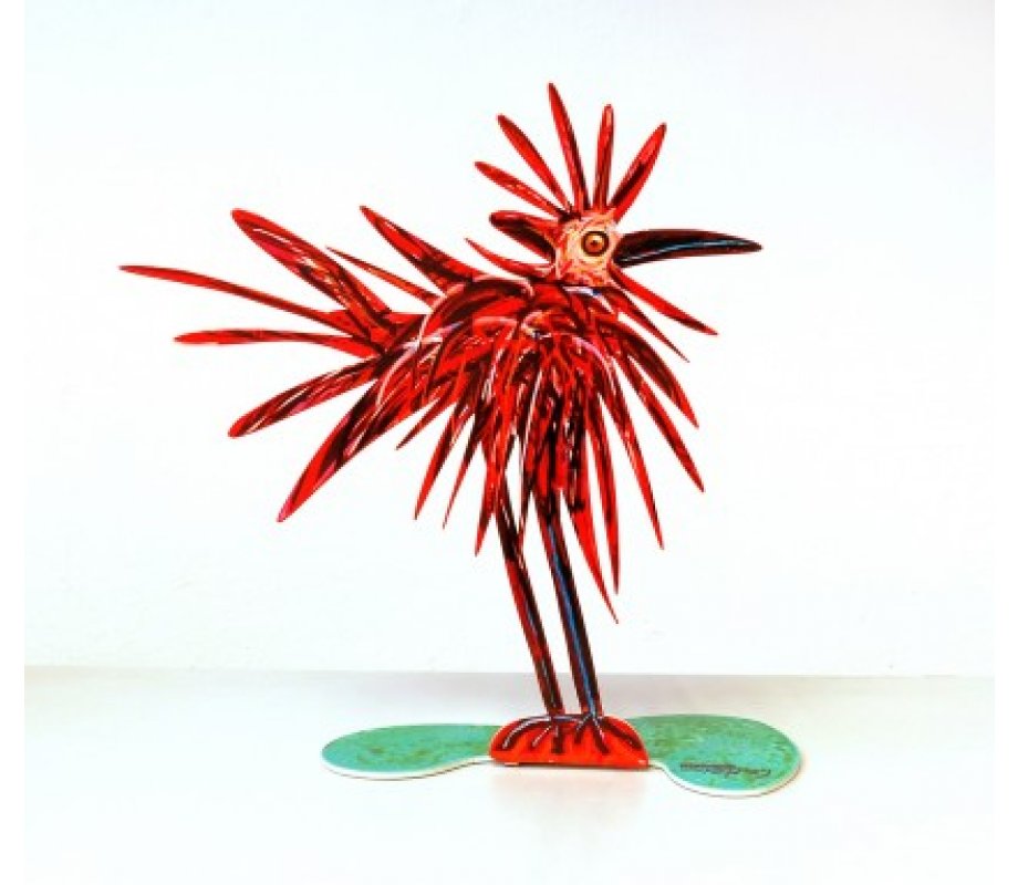 David Gerstein Free Standing Double Sided Steel Sculpture - Crazy Bird