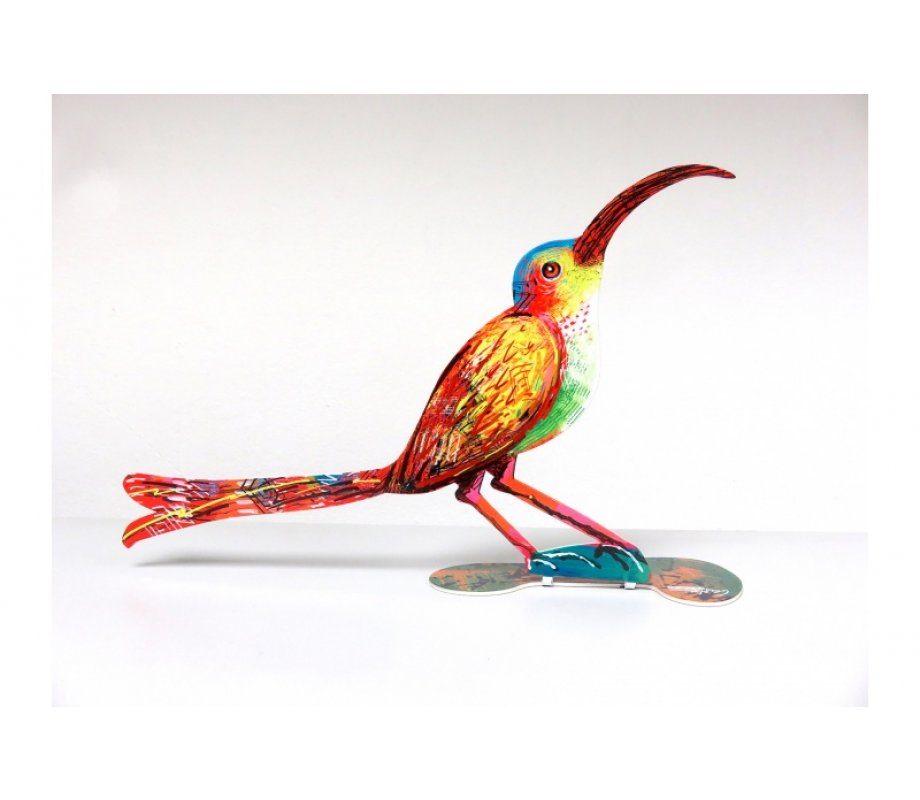 David Gerstein Free Standing Double Sided Steel Sculpture - Curious Bird