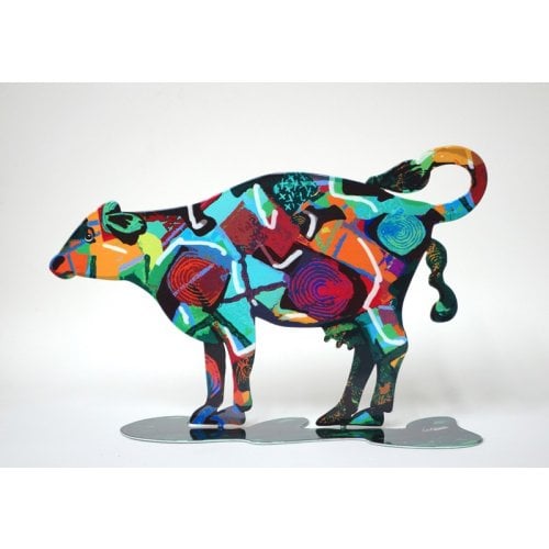 David Gerstein Free Standing Double Sided Steel Sculpture - Tikva Cow