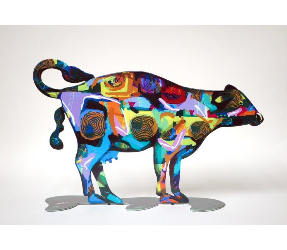 David Gerstein Free Standing Double Sided Steel Sculpture - Tikva Cow